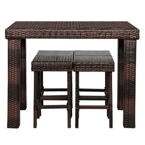 5-Piece Outdoor Dining Set, Counter Height Table Set with Chairs, Patio Rattan Bar Dining Set with Table and Bar Stools, Patio Wicker Furniture Conversation Set for Garden, Balcony, Pool