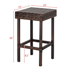 5-Piece Outdoor Dining Set, Counter Height Table Set with Chairs, Patio Rattan Bar Dining Set with Table and Bar Stools, Patio Wicker Furniture Conversation Set for Garden, Balcony, Pool