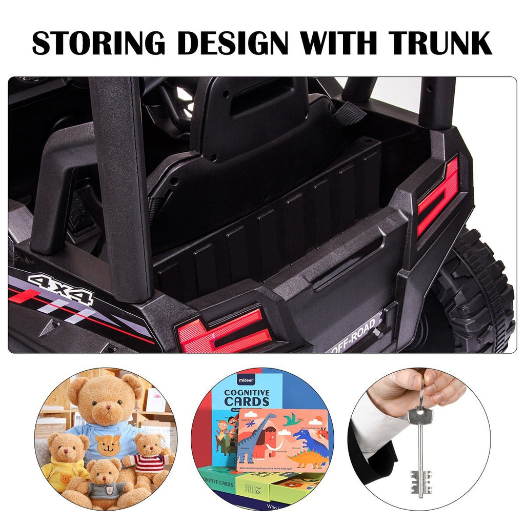 Enyopro™ Black Off-road Utv With Roof Kids Cars 12v Kids Toys