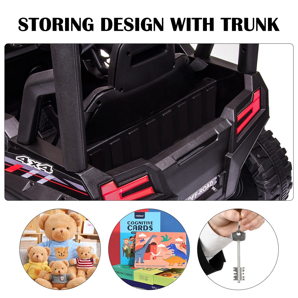 Enyopro™ Black Off-road Utv With Roof Kids Cars 12v Kids Toys