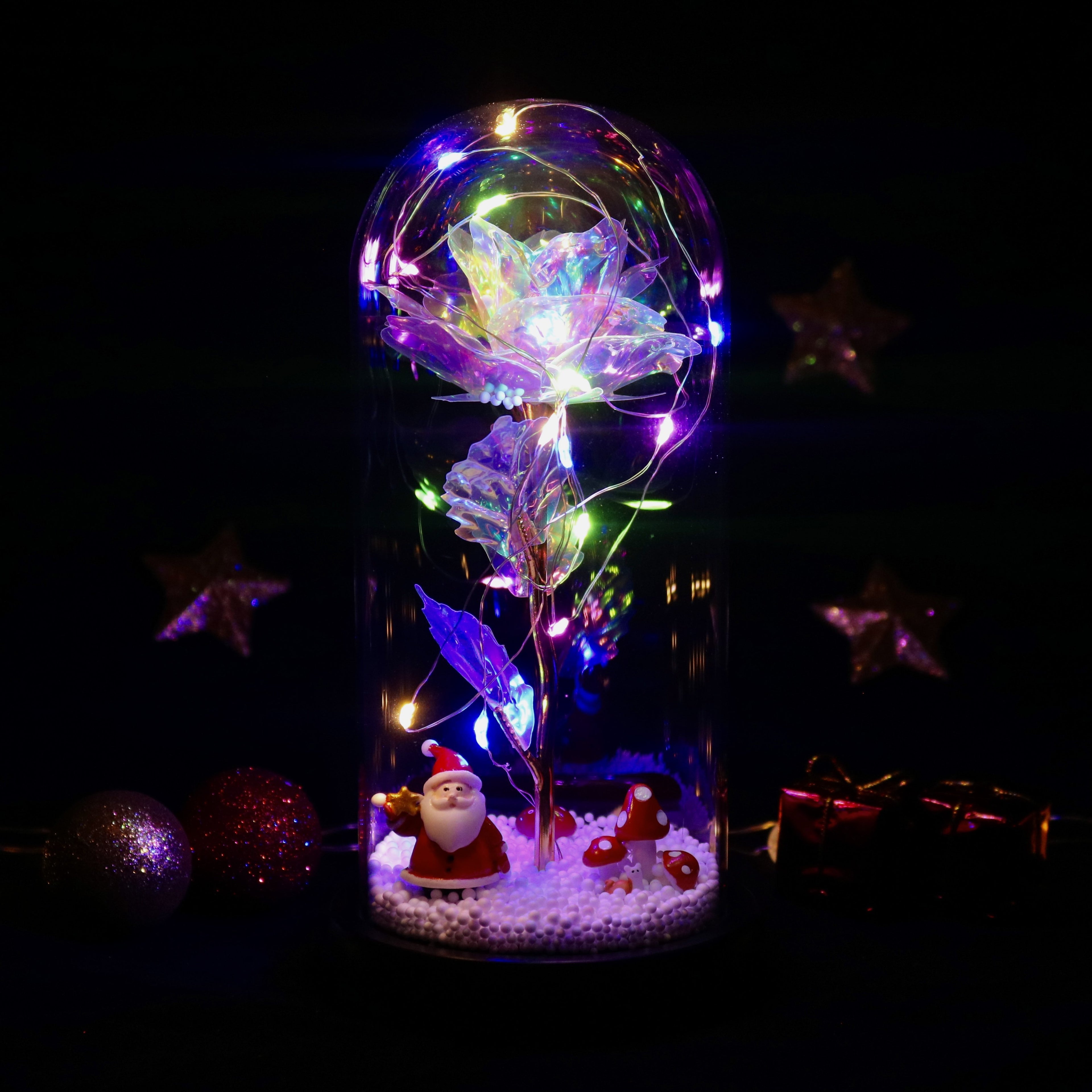 Best Gift - Led glass cover gold leaf rose immortal flower