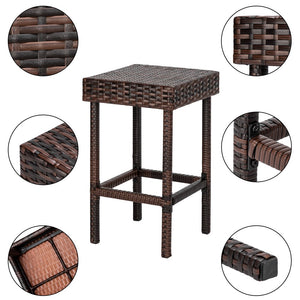 5-Piece Outdoor Dining Set, Counter Height Table Set with Chairs, Patio Rattan Bar Dining Set with Table and Bar Stools, Patio Wicker Furniture Conversation Set for Garden, Balcony, Pool