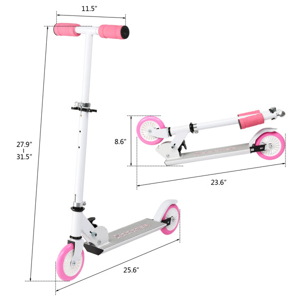 Scooter for Teens, 3 Height Adjustable Easy Folding Pink