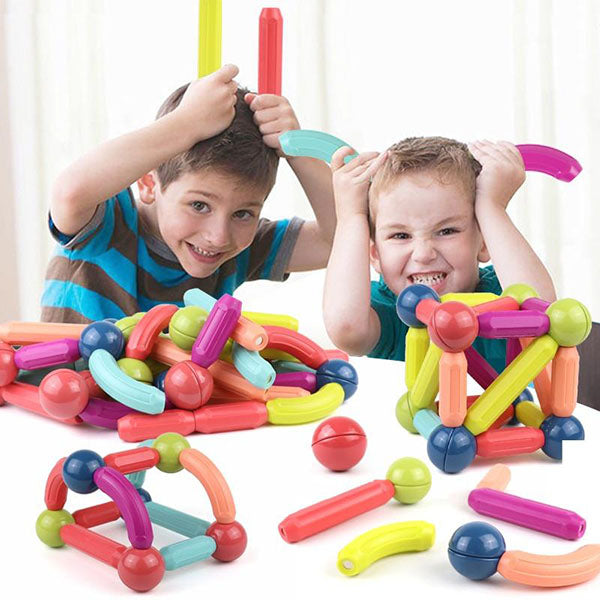 KIDS MAGNETIC BALLS & RODS EDUCATIONAL MAGNET BUILDING BLOCKS