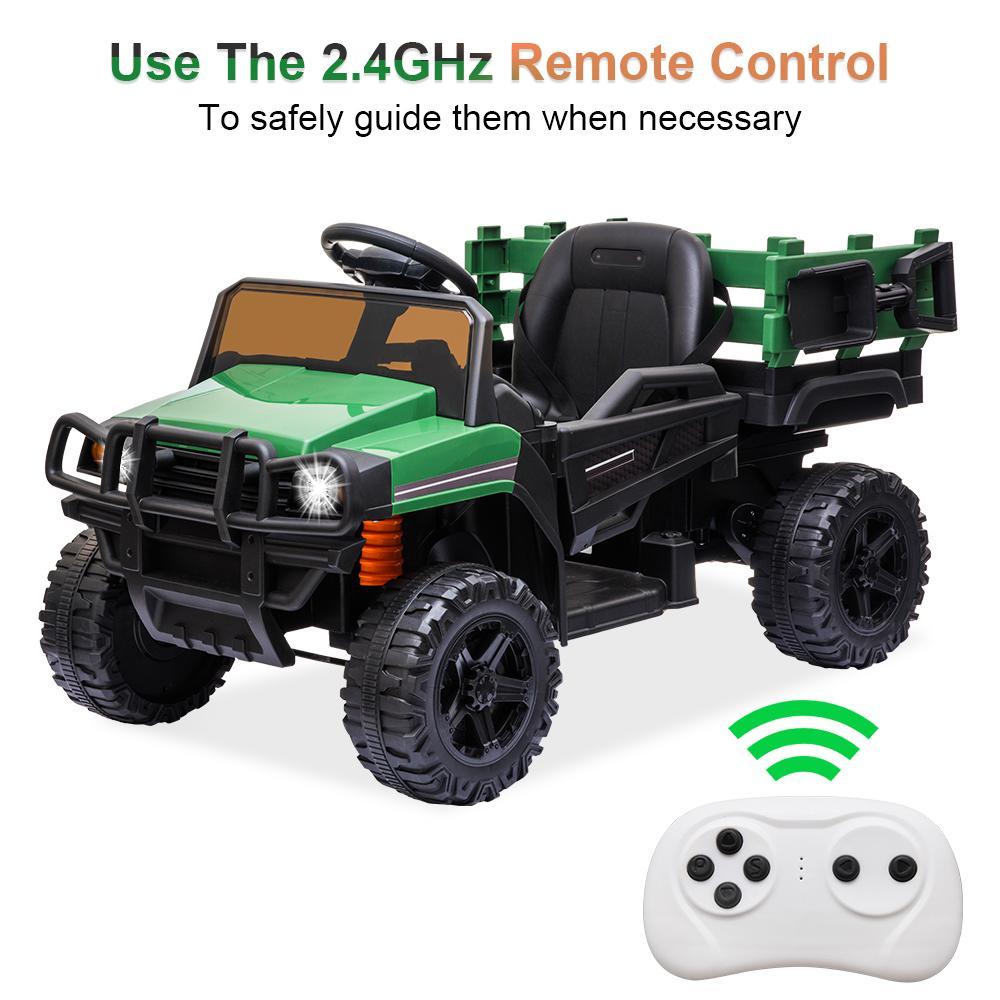 Enyopro™ 12v Kids Ride On Green Truck Kids Cars