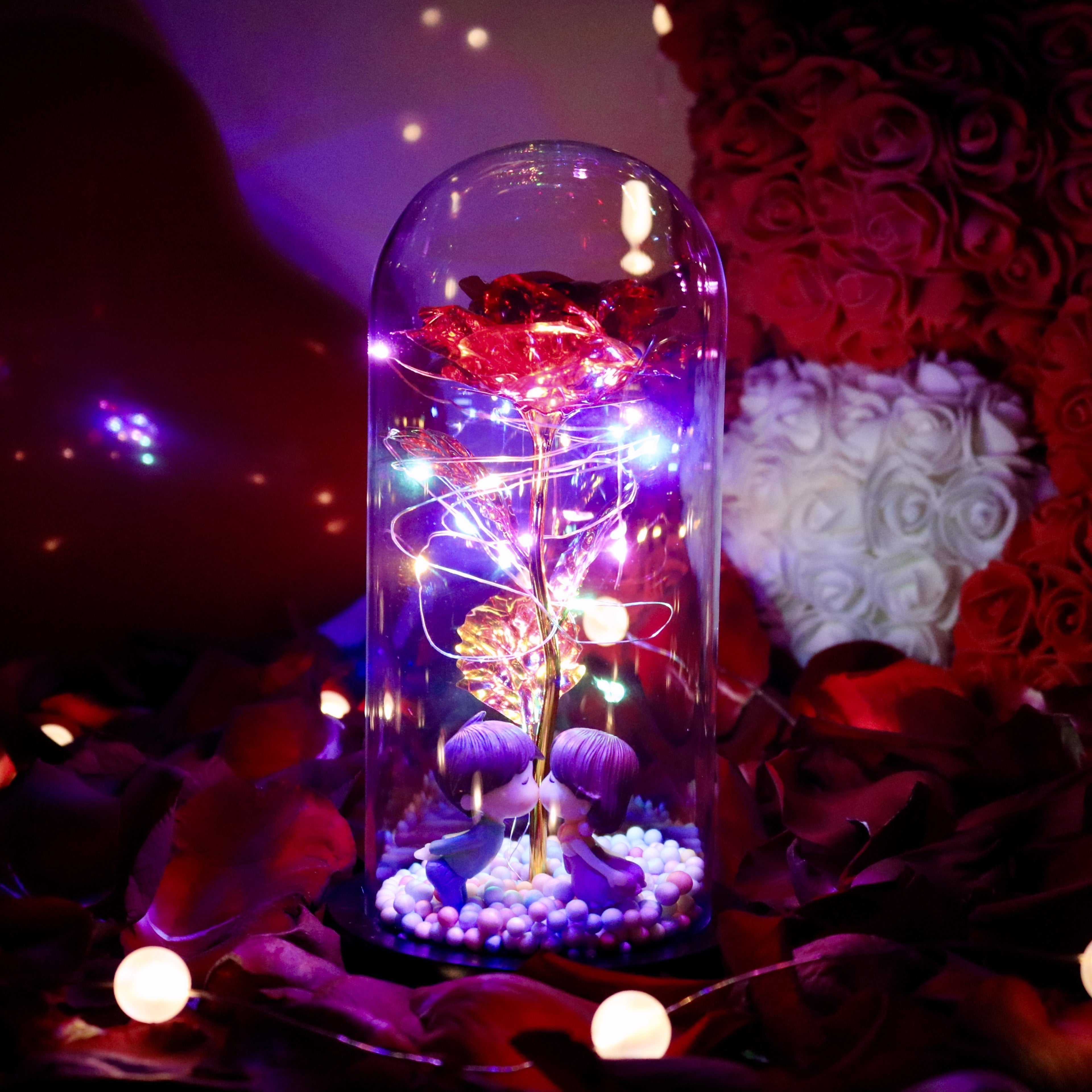 Best Gift - Led glass cover gold leaf rose immortal flower