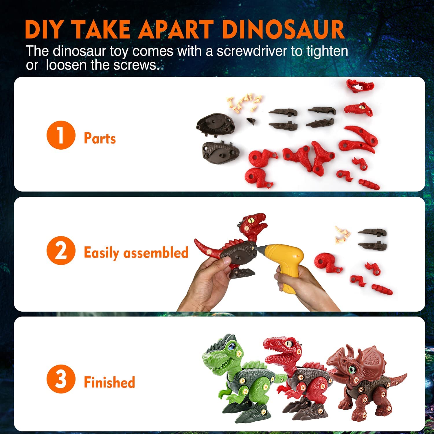 Take Apart Dinosaur Eggs Toys with DIY Stem Learning Construction Building Toys Set