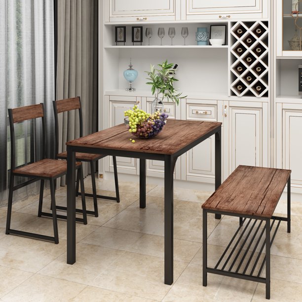 Counter Height Dining Set, 5 Pieces Dining Table Set with 4 Stools, Black Kitchen Tables Set for Small Spaces, Contemporary Bar Table Set for Breakfast Nook, Dining Room