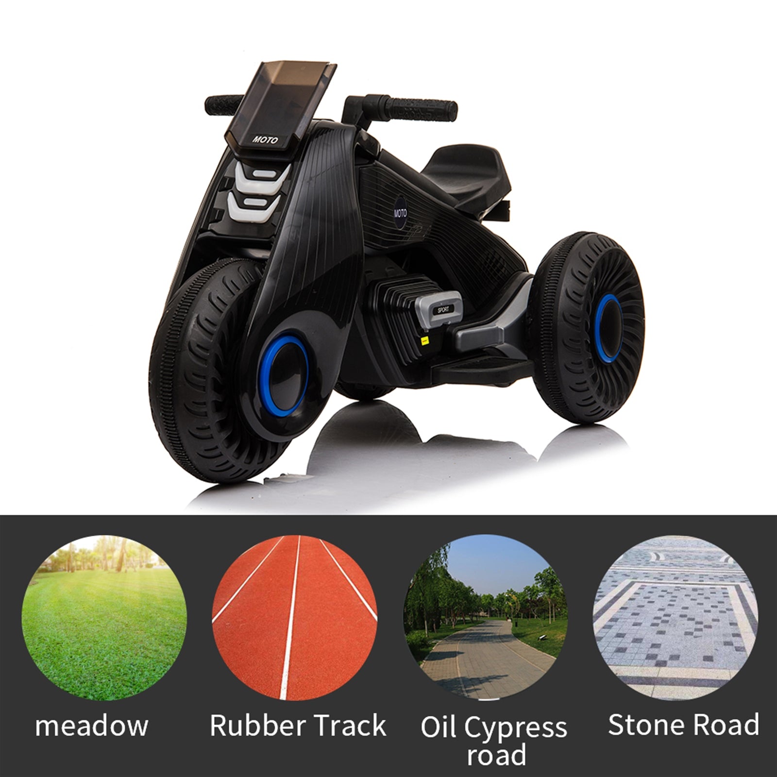 Enyopro™ Black 6V/4.5Ah Power Dirt Bike for Boys and Girls, 3-7 Years Old