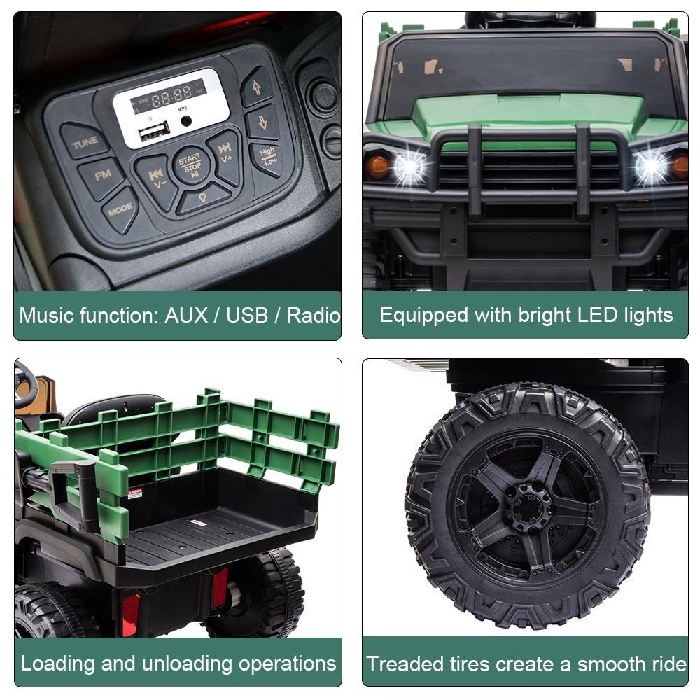 Enyopro™ 12v Kids Ride On Green Truck Kids Cars