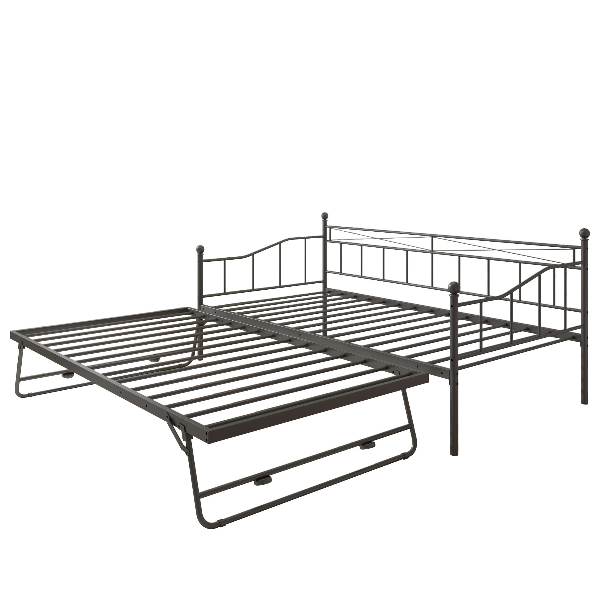 ENYOPRO Premium Daybed Metal Bed Frame, Twin Size Bed with Trundle, Daybed and Roll Out Trundle for Kids Room Guest Room Apartment, Easy Assembly, Mattresses Sold Separately, K213