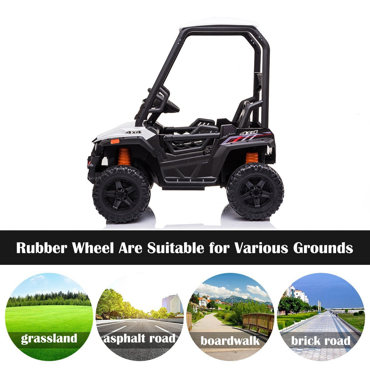 Enyopro™ Black Off-road Utv With Roof Kids Cars 12v Kids Toys