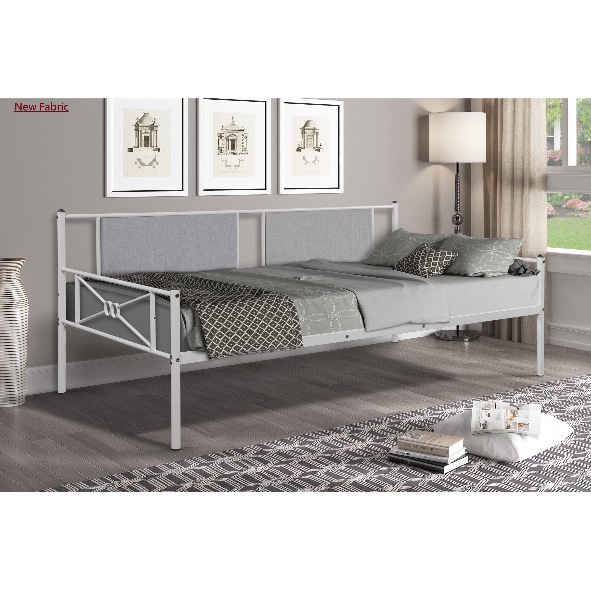 ENYOPRO Premium Daybed Metal Bed Frame, Twin Size Bed with Trundle, Daybed and Roll Out Trundle for Kids Room Guest Room Apartment, Easy Assembly, Mattresses Sold Separately, K213