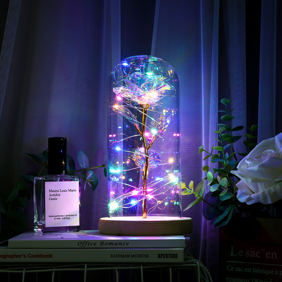 Best Gift - Led glass cover gold leaf rose immortal flower