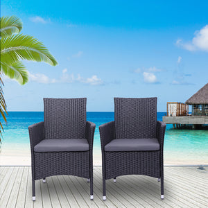 Patio Chairs Set of 2, All Weather Wicker Patio Furniture Set, Bistro Chairs Conversation Set, Front Porch Furniture Outdoor Chairs Set for Backyard Deck Poolside Garden