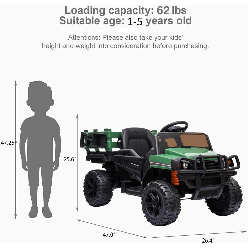 Enyopro™ 12v Kids Ride On Green Truck Kids Cars