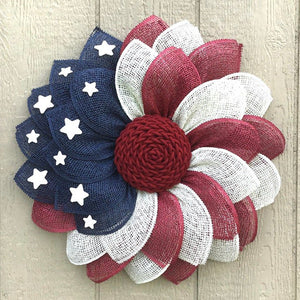 Poly Burlap American Flag Wreath