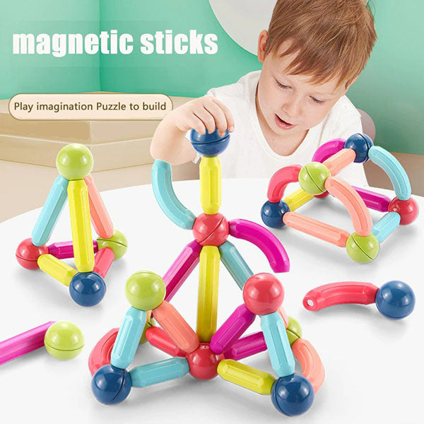 KIDS MAGNETIC BALLS & RODS EDUCATIONAL MAGNET BUILDING BLOCKS