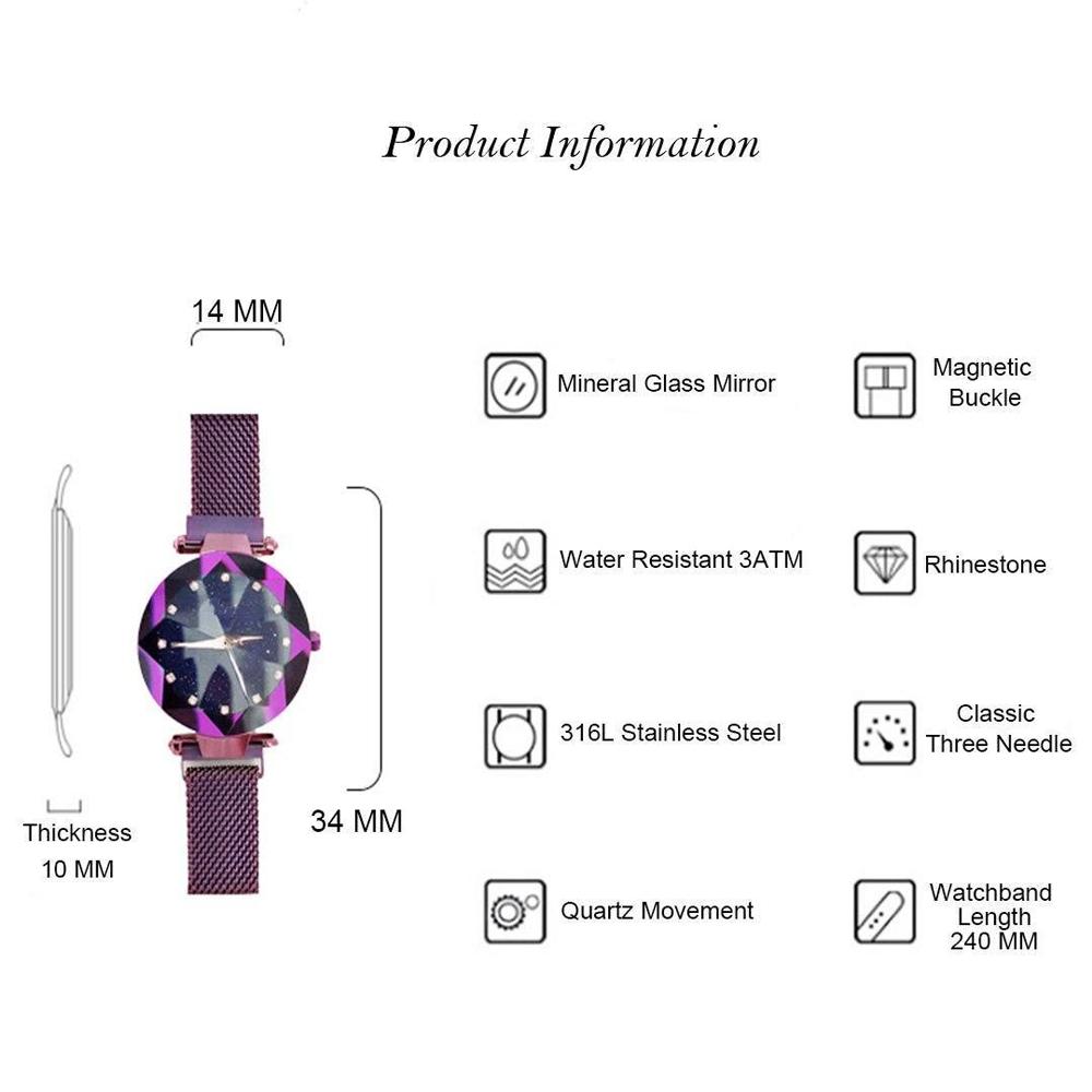 Fashion Star Watch With Unique Magnet Lock
