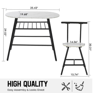 3 Piece Bar Dining Table Sets, Small Kitchen Table Set for 2, Dining Set Studio Collection with Two Chirs Home Kitchen Breakfast Table