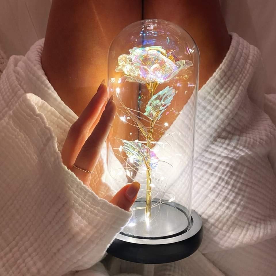 Best Gift - Led glass cover gold leaf rose immortal flower