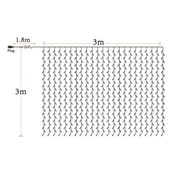 3M x 3M 300-LED Outdoor Decoration Curtain String Light