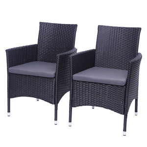 Patio Chairs Set of 2, All Weather Wicker Patio Furniture Set, Bistro Chairs Conversation Set, Front Porch Furniture Outdoor Chairs Set for Backyard Deck Poolside Garden