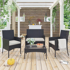 4 Pieces Wicker Patio Sets