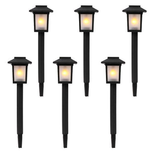 6pcs Waterproof Solar Torch Light Outdoor Decorative Lighting with Flickering Dancing Flames Auto On/Off