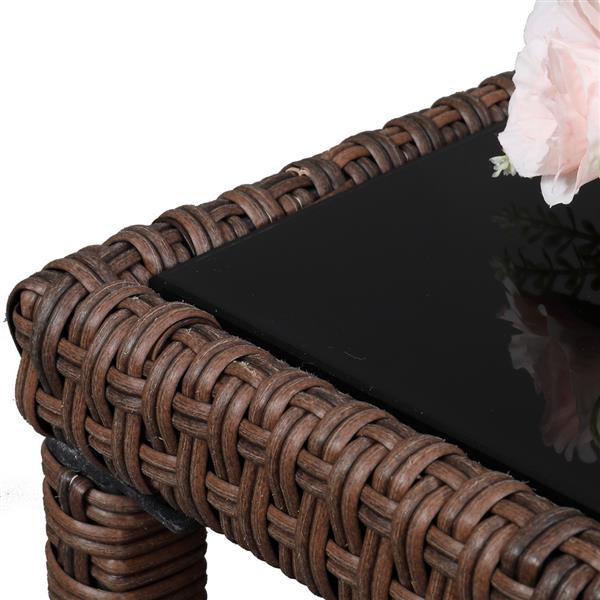 Wide Rattan Double Contiguous Rattan Five-Piece Suit 2 Single 2 Pedals 1 Double Coffee Table