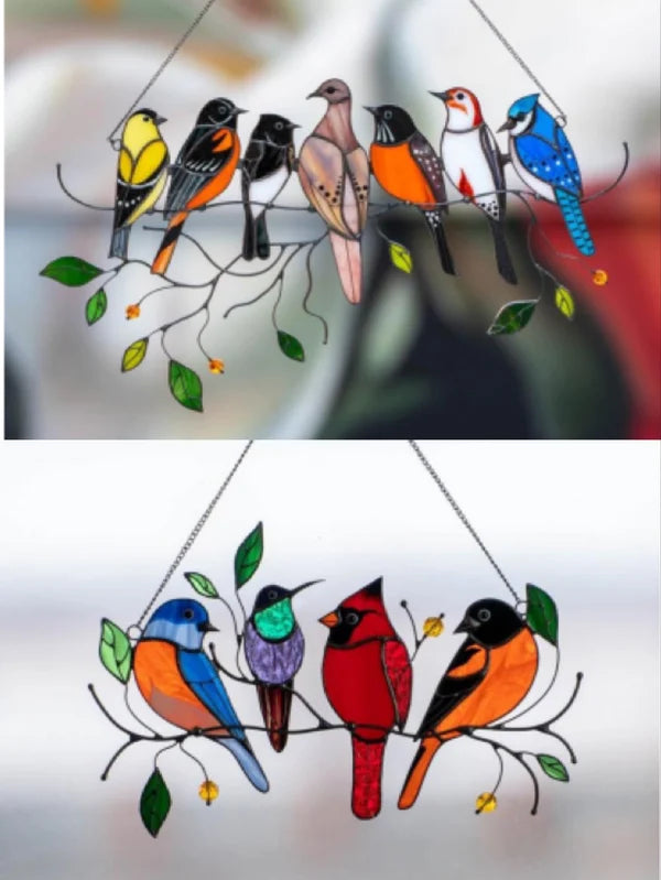 Best Mother's Day - 🐦The Best Gift-Birds Stained  Window  Panel Hangings🎁