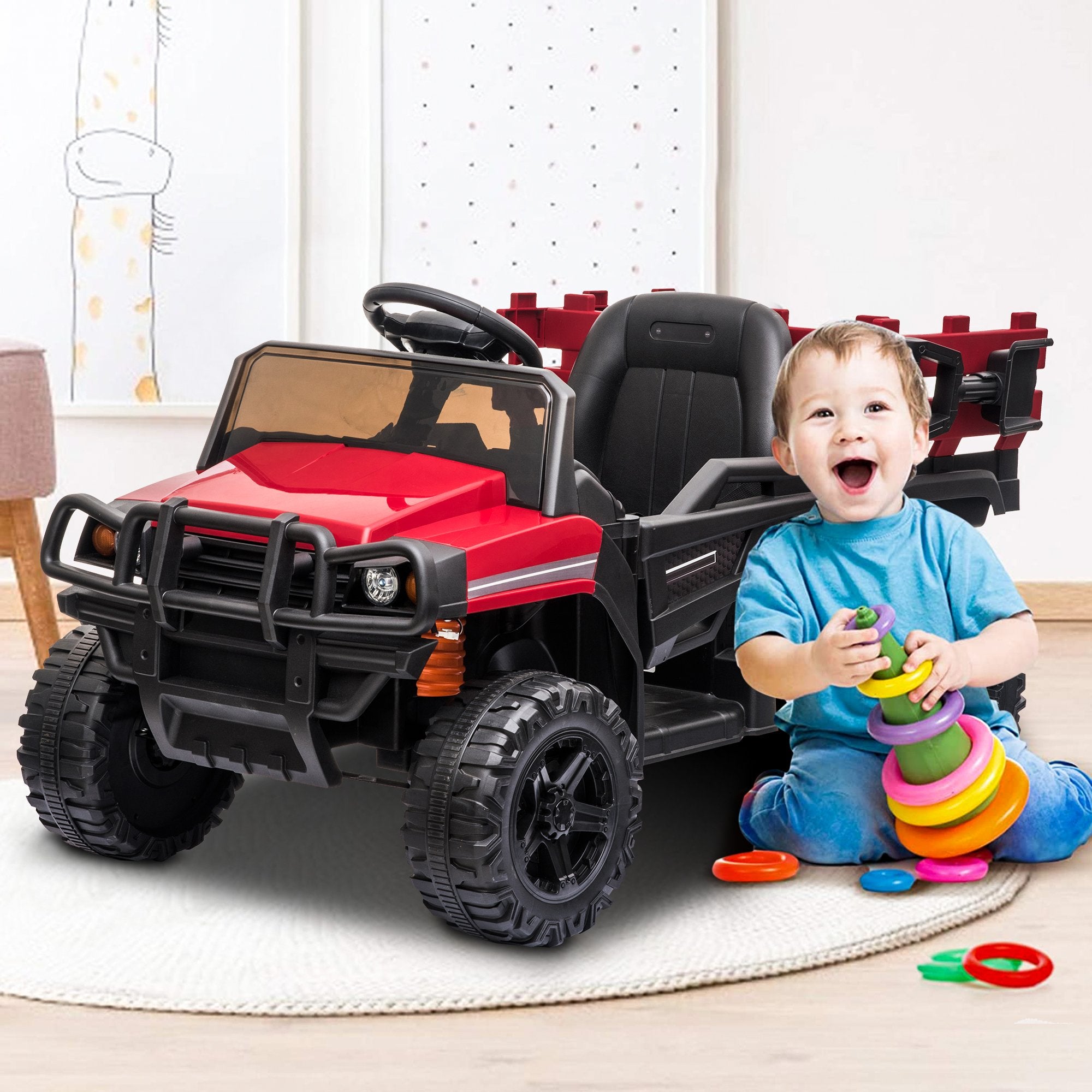 Enyopro™ 12v Kids Ride On Red Truck Kids Cars