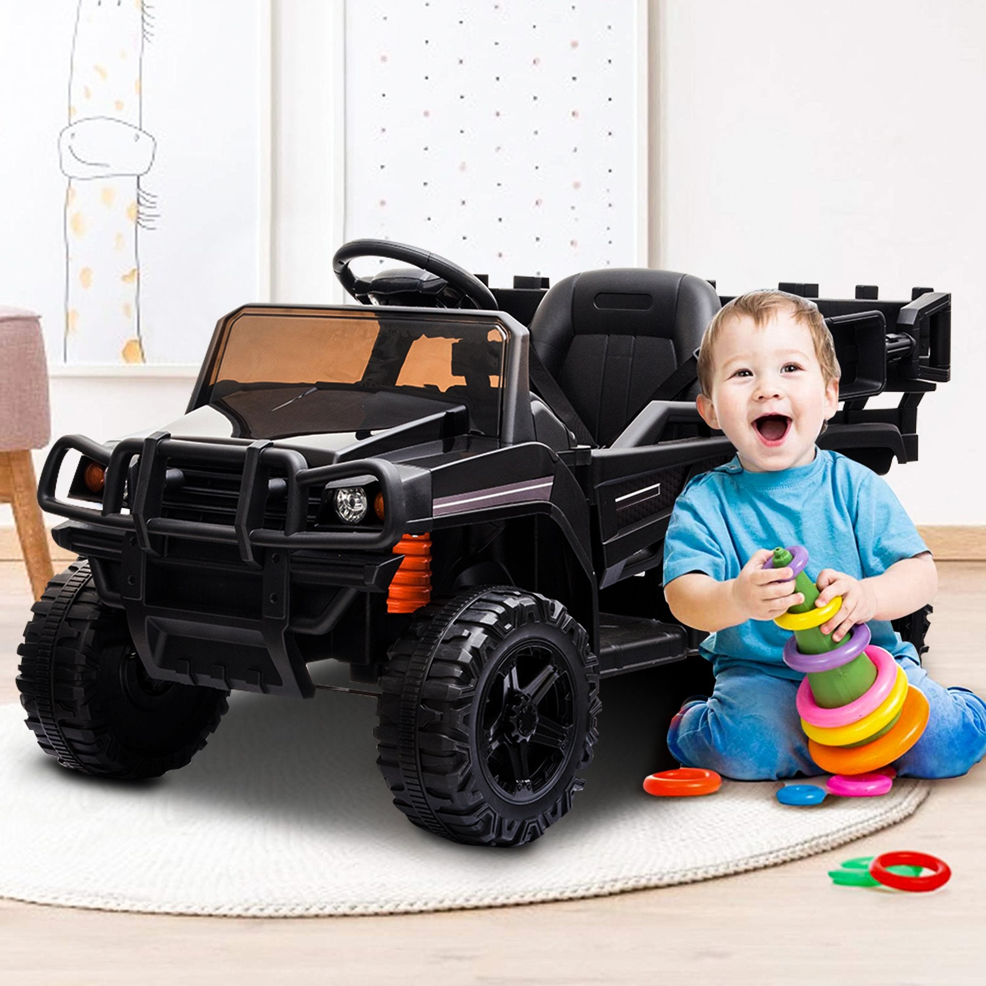 Enyopro™ 12v Kids Ride On Black Truck Kids Cars