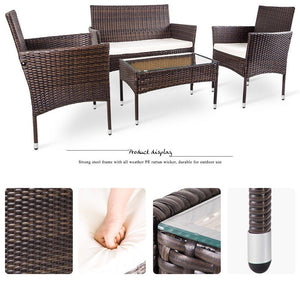 4 Pieces Wicker Patio Sets