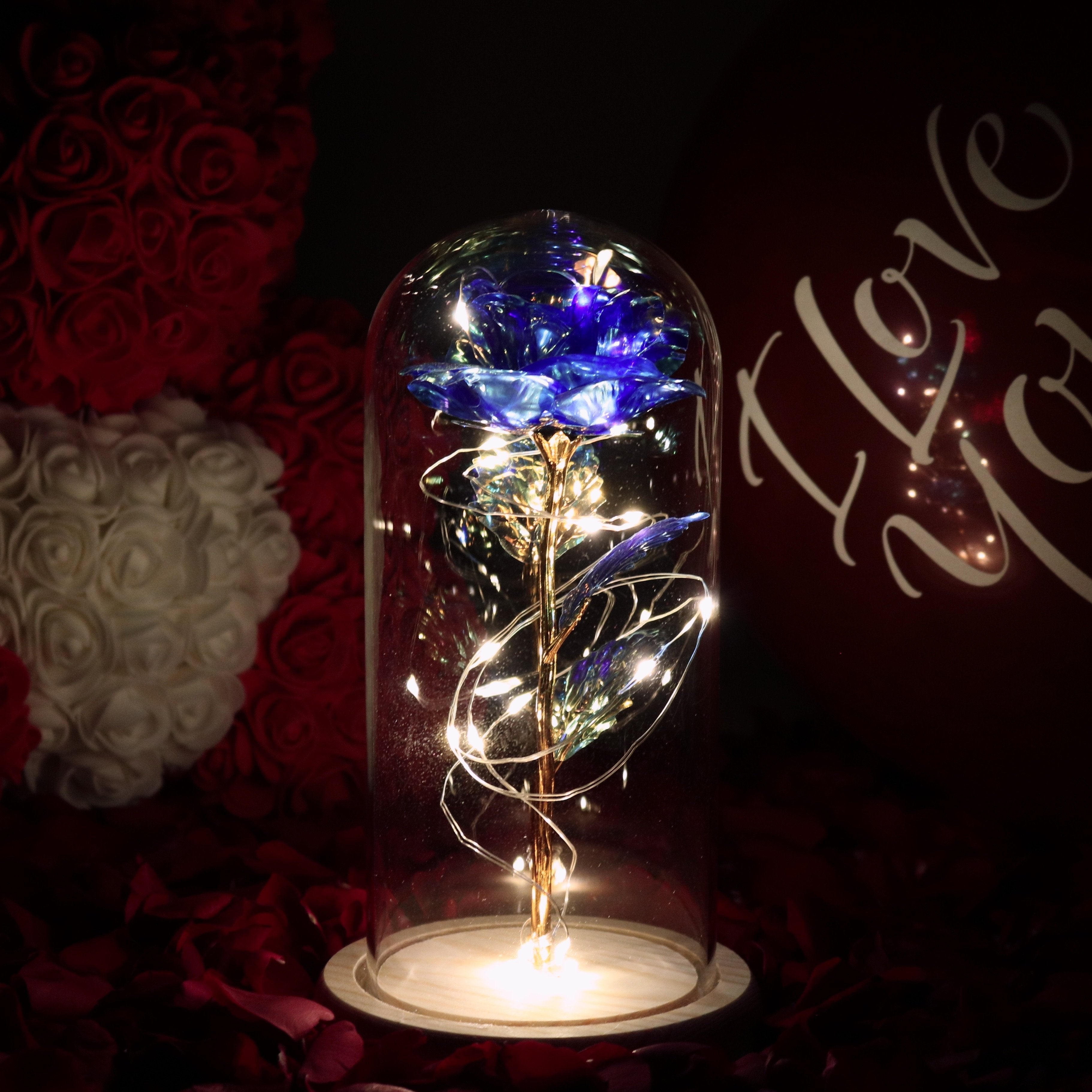 Best Gift - Led glass cover gold leaf rose immortal flower