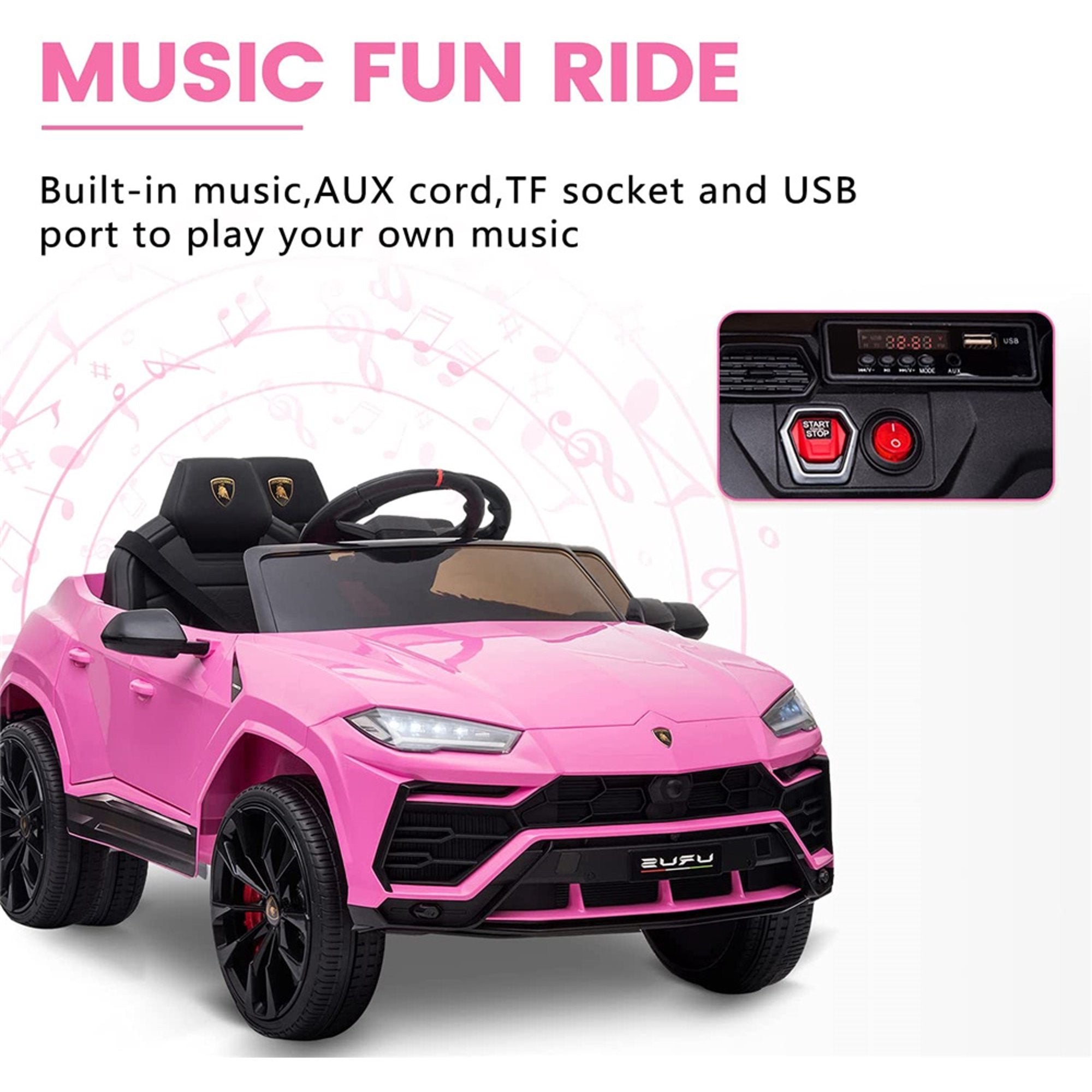 Enyopro™ Kids Pink Lamborghini Ride On Toys Car With Remote