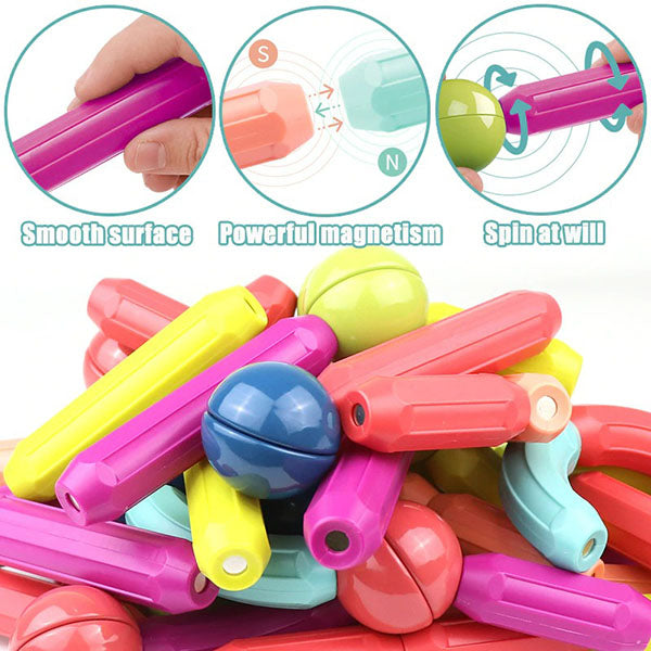 KIDS MAGNETIC BALLS & RODS EDUCATIONAL MAGNET BUILDING BLOCKS