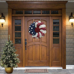 Poly Burlap American Flag Wreath