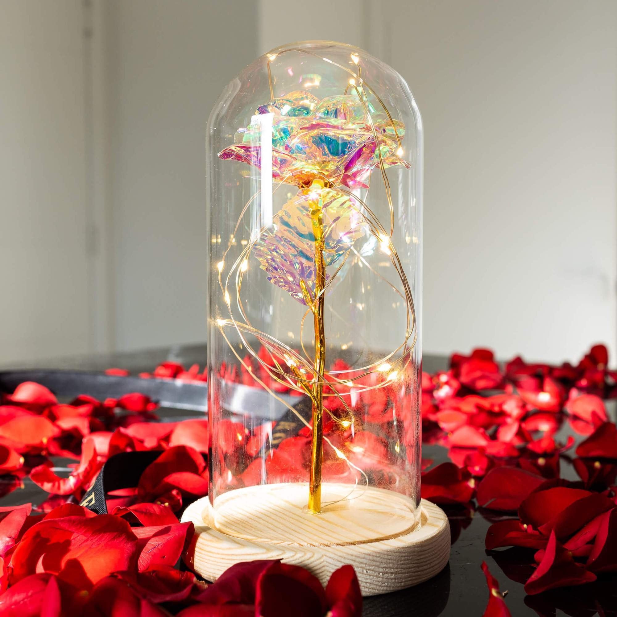 Best Gift - Led glass cover gold leaf rose immortal flower