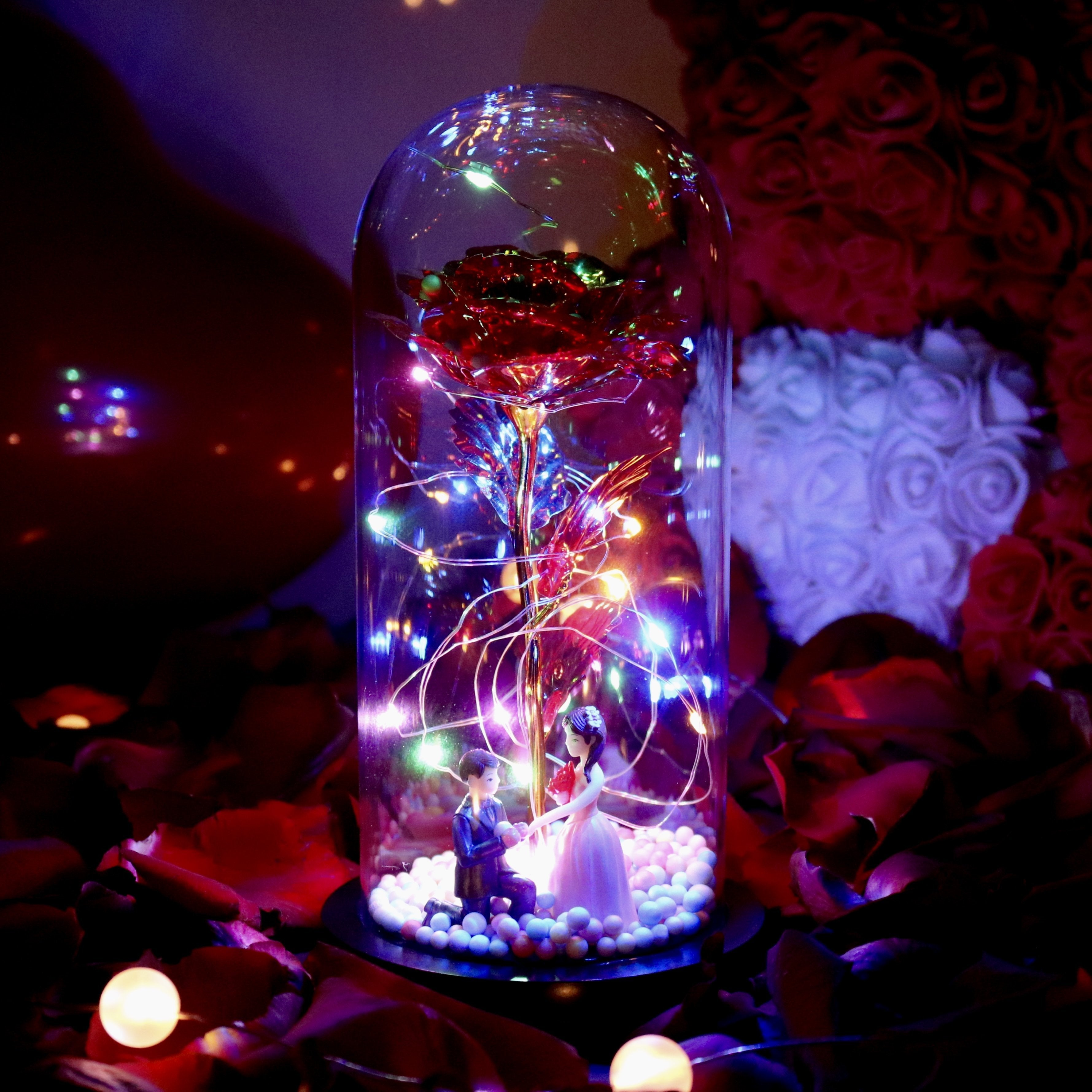Best Gift - Led glass cover gold leaf rose immortal flower