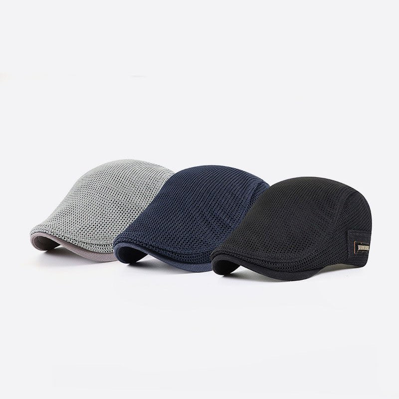 Men's Summer Mesh Newsboy Flat Cap Trucker Hat Sun Hat Adjustable