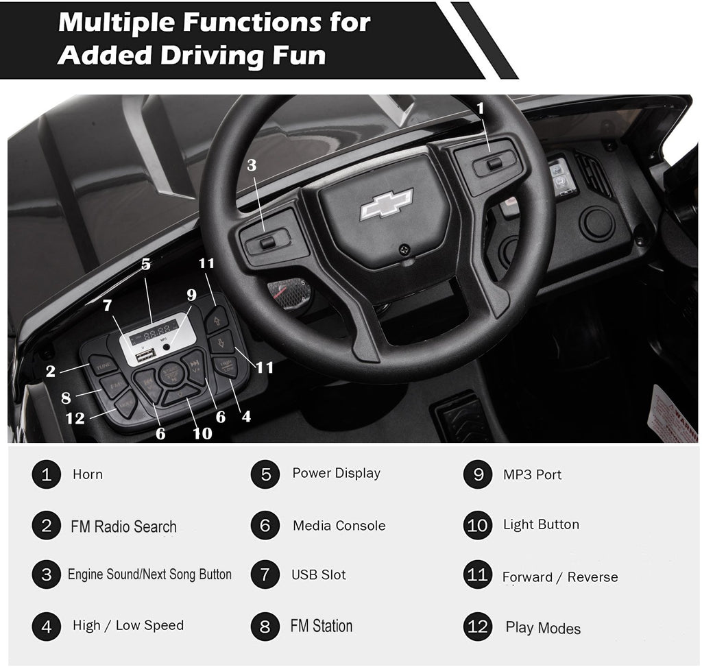 Enyopro™ Official Licensed Black Chevrolet Kids Cars