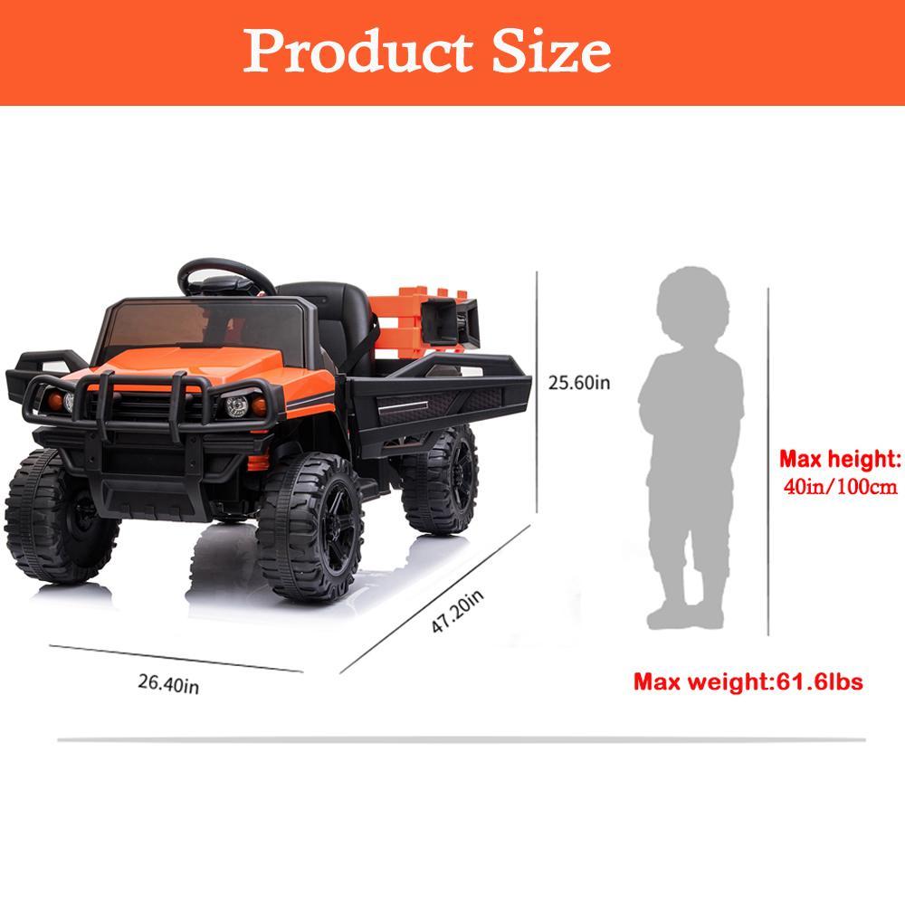 Enyopro™ 12v Kids Ride On Orange Truck Kids Cars