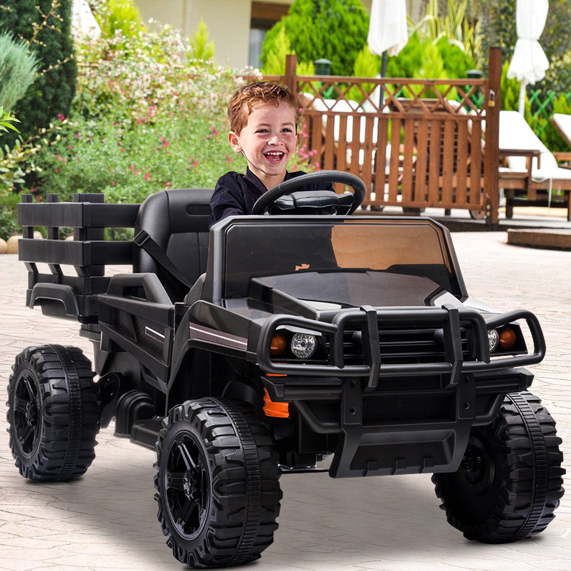 Enyopro™ 12v Kids Ride On Black Truck Kids Cars