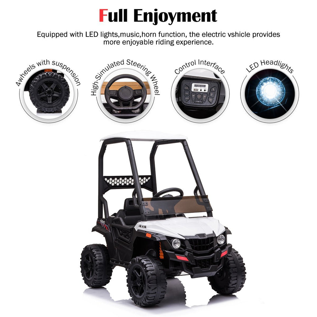 Enyopro™ Black Off-road Utv With Roof Kids Cars 12v Kids Toys