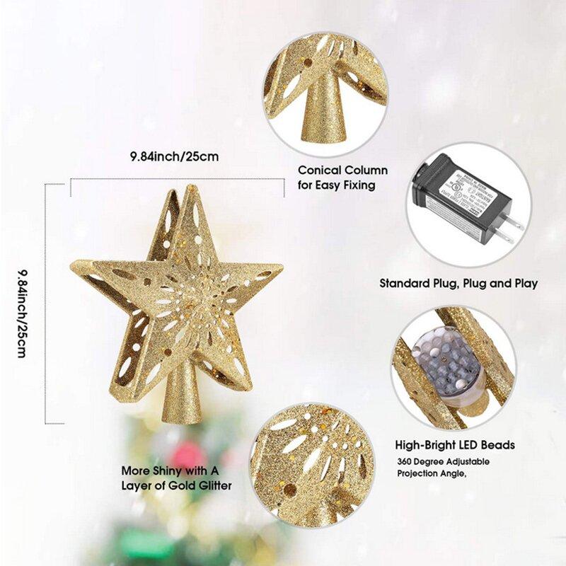 Christmas Star Decorate LED Snowflake Pentagram Projection Light