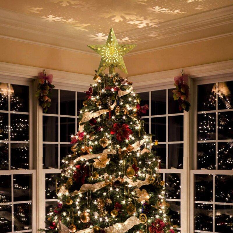 Christmas Star Decorate LED Snowflake Pentagram Projection Light