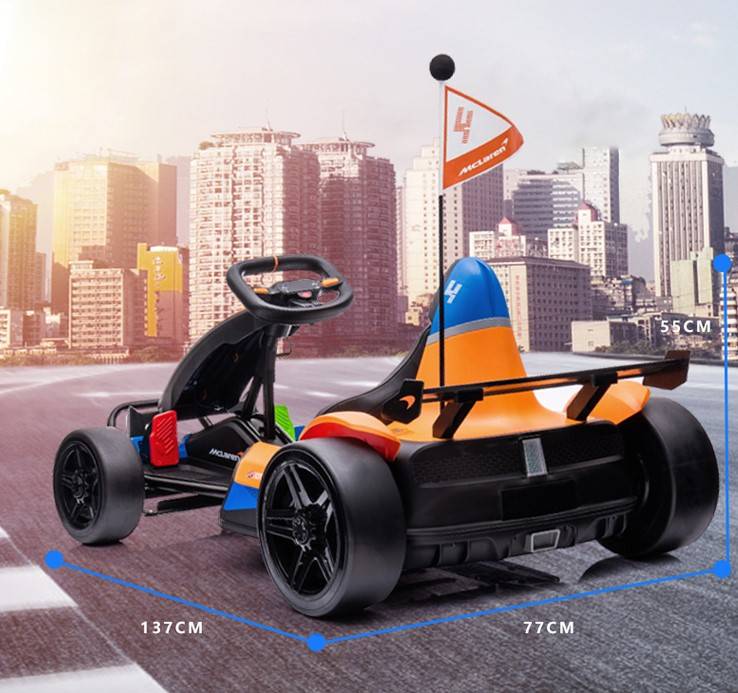 Enyopro™ Mclaren Brand Authorization - on Go Kart 4 Wheeler For Kids - Orange Blue - ASTM F963 Certified