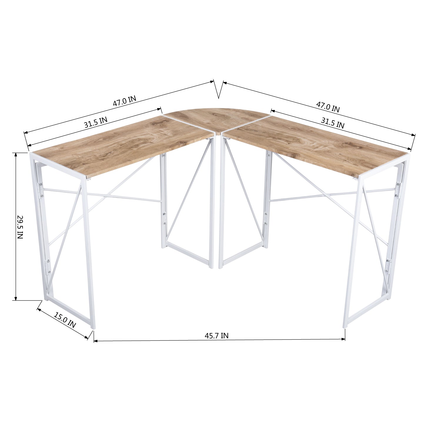 L-Shaped Computer Desk, Industrial Office Corner Desk, Writing Study Table, Wood Tabletop Home Gaming Desk with Metal Frame, Large 2 Person Table for Home Office Workstation