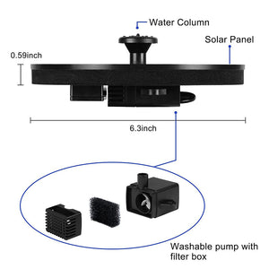 Solar Powered Fountain Pump Bird Bath for Garden